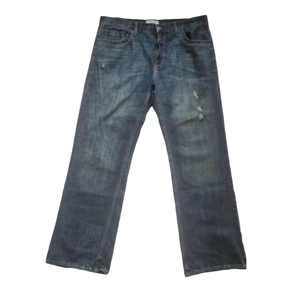 Aeropostale Men's 38X32 Jeans Slim Straight Distressed Medium Wash Blue Denim